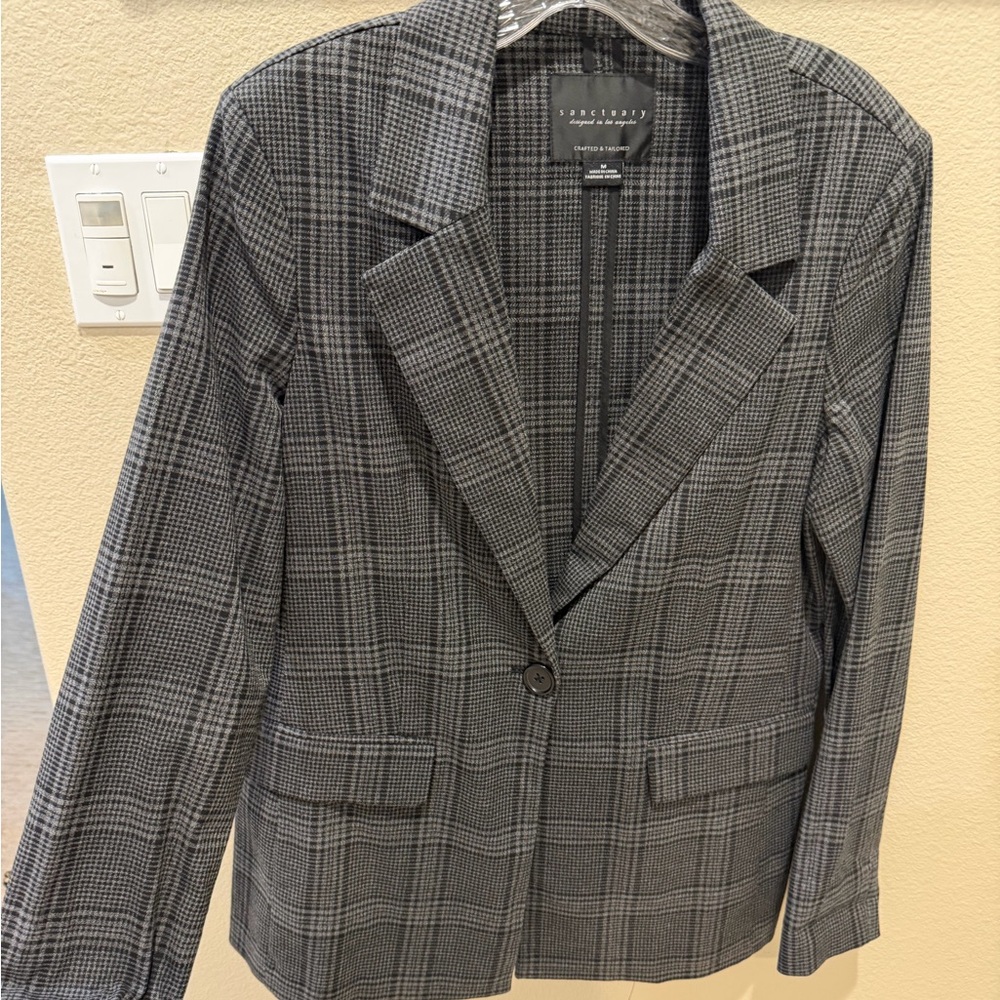 Sanctuary Charcoal Checkered Blazer